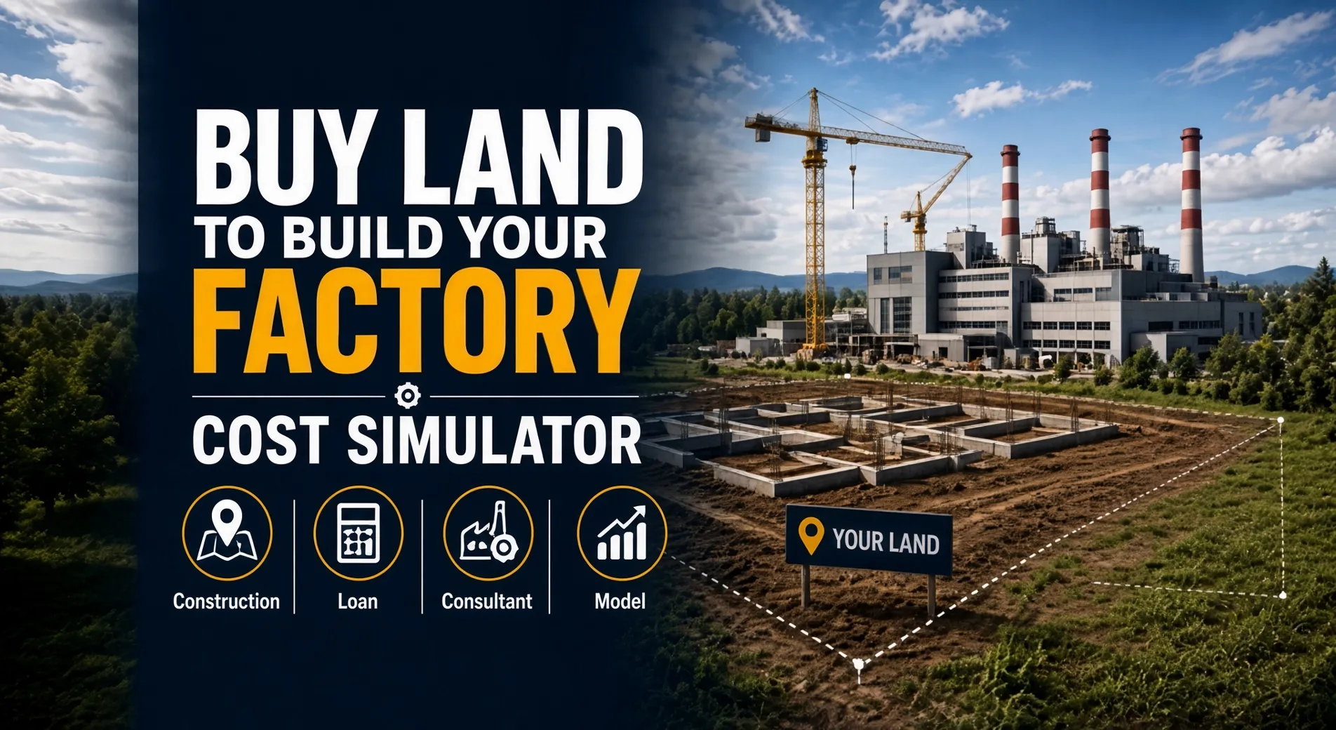 Buy land to build your factory – Cost Simulator